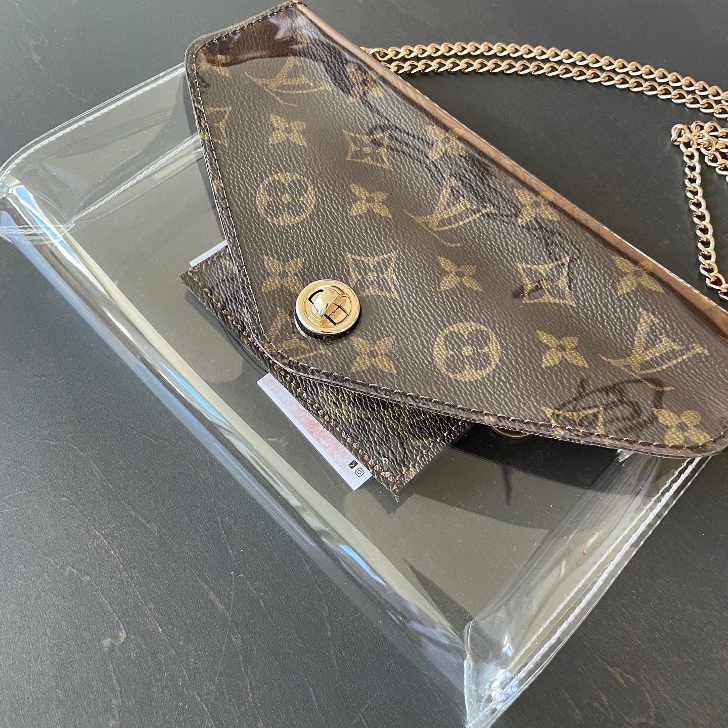 Upcycled Louis Vuitton Monogram Clear Stadium Crossbody Bags